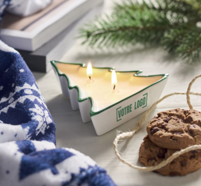 Bougie sapin de Noël personnalisée en cire végétale
