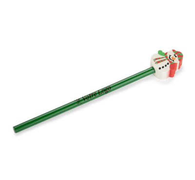 crayon de noel avec gomme vert publicitaire