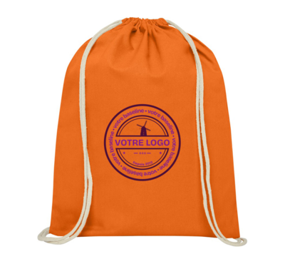 sac à dos cordons coloré en coton couleur orange