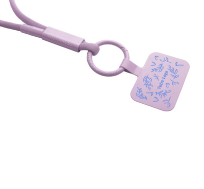 tour de cou porte telephone avec tube en plastique recyclé couleur lilas 