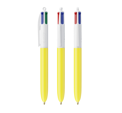 Ensemble stylo bic 4 couleurs jaune