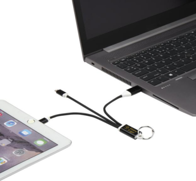 cable de chargement couleur noir 4 en 1 personnalisable 