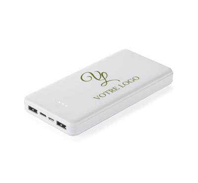 Batterie externe personnalisable blanc 10 000 mAh