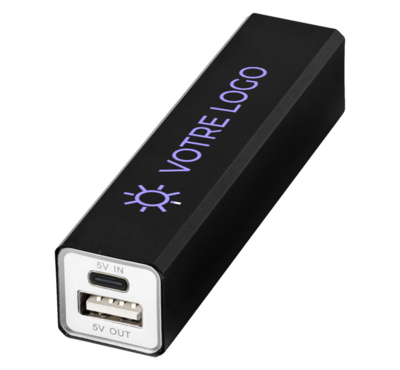 batterie externe couleur noir personnalisable