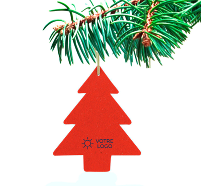 ornement de noel en feutrine en forme de sapin logoté