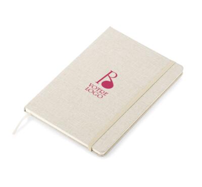 Carnet en coton beige personnalisable 