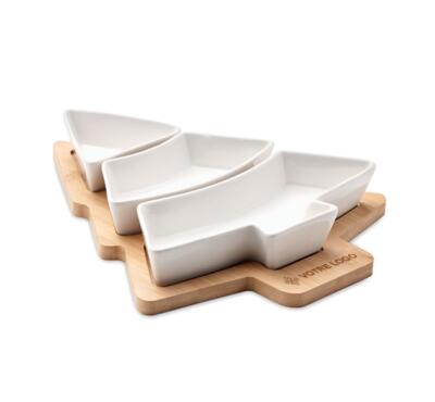 Set apéritif en forme de sapin en bois pour Noël
