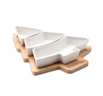 Set apéritif en forme de sapin en bois pour Noël