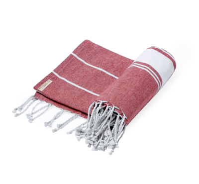 serviette en coton recyclé rouge personnalisable