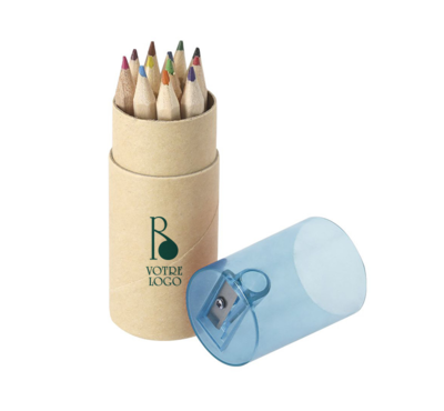 set de 12 crayons de couleurs en bois personnalisable