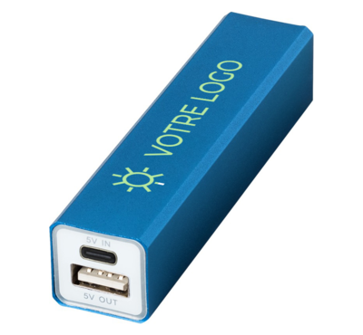 batterie externe 2200 mAh bleu personnalisable