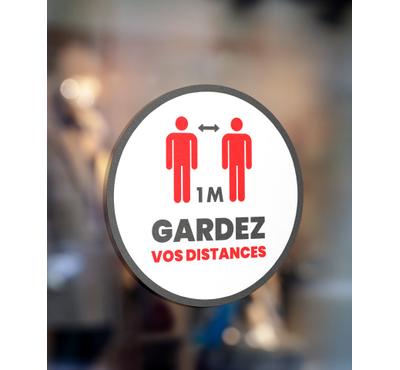 Adhésif vitrine rond gardez vos distances