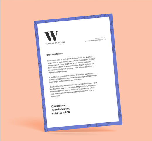 Papier entête personnalisé