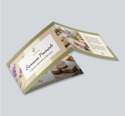 dépliant tryptique au format A5 orienté paysage