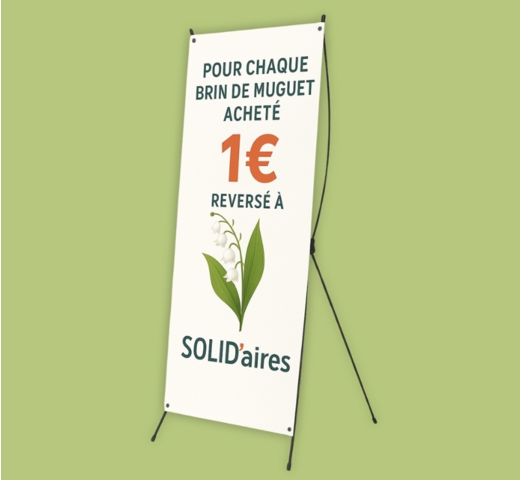 Kakemono x-banner pas cher vu de face avec impression personnalisée