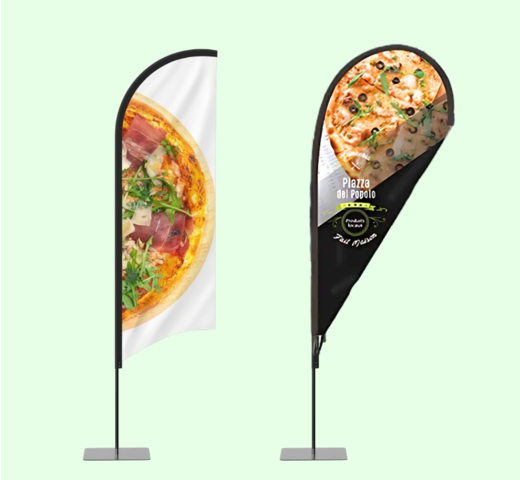 beach flag et oriflamme plume opu goutte