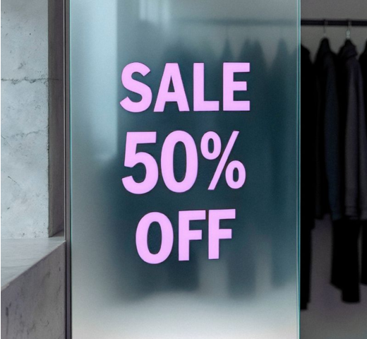 panneau plexiglass pour communication en magagsin avec un joli effet verre translucide