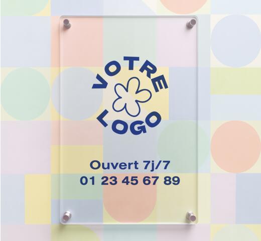 Plaque en verre acrylique transparent impression personnalisé pour entreprise