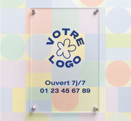 Plaque en verre acrylique transparent impression personnalisé pour entreprise