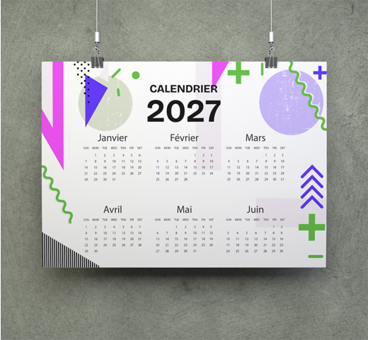 calendrier rigide cartonné pour entreprise