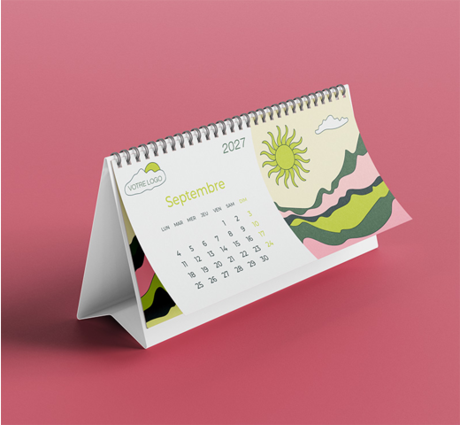 calendrier de bureau avec chevalet