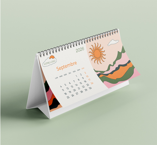 calendrier de bureau avec chevalet