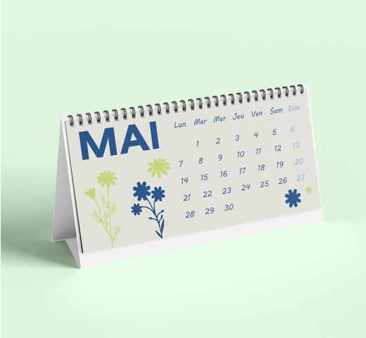 calendrier de bureau avec sprirale