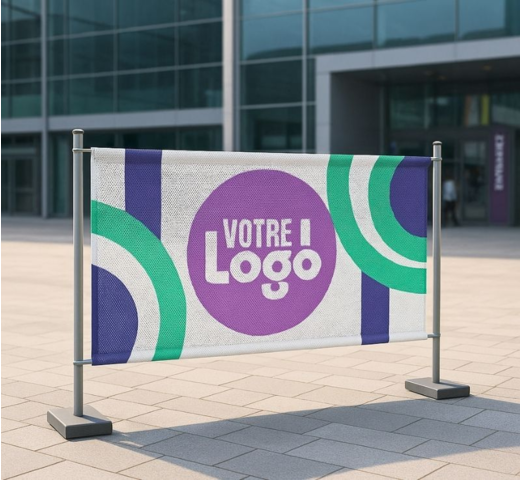 bâche publicitaire micro-perforée avec fourreaux