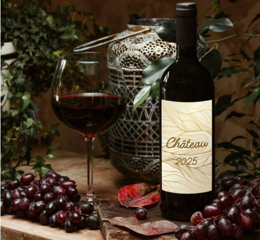 étiquette de vin avec impression finition dorée luxueuse