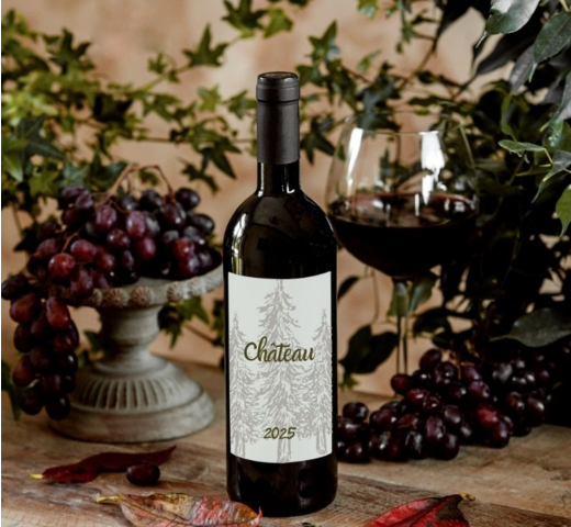 étiquette de vin avec une illustration de fôret