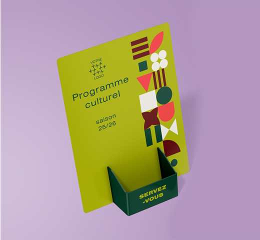 présentoir avec bac de distribution pour flyer et petits objets