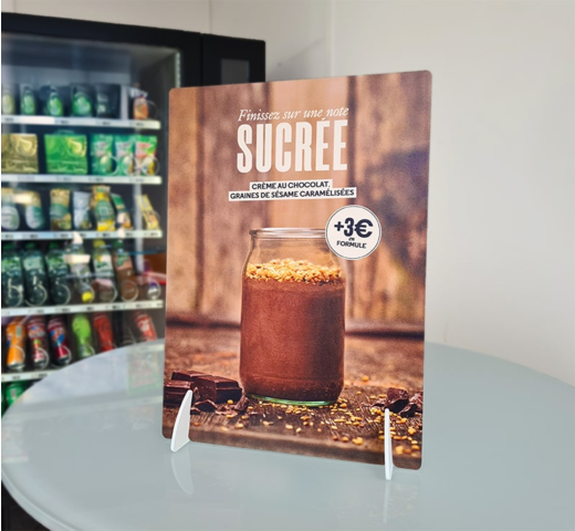 Chevalet de table en PVC avec son support pouvant supporter jusqu'à deux panneaux différents