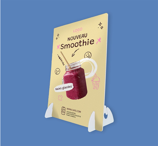 Chevalet de table pour restaurateur présentant une offre de boisson, idéal pour disposer sur un comptoir ou sur une table