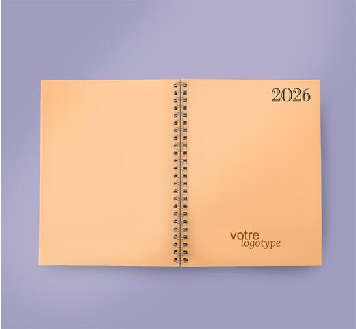 agenda de couleur pèche moderne et à la mode à personnaliser avec un logo