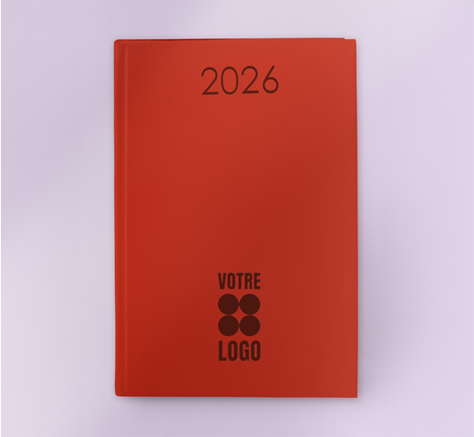 Agenda de bureau grand format personnalisable avec un logo en marquage en creux