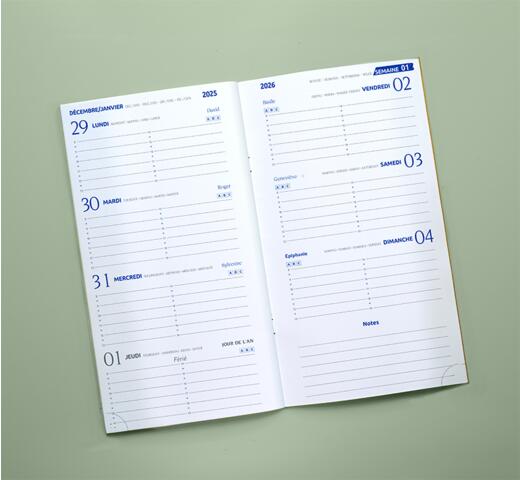 intérieur de l'agenda de poche