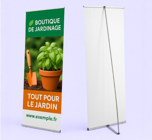 kakemono l-banner vu de face et de dos