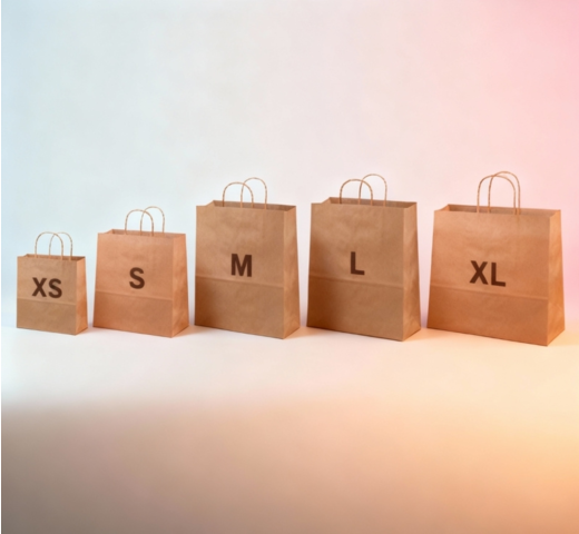 5 tailles de sac en papier kraft avec logo