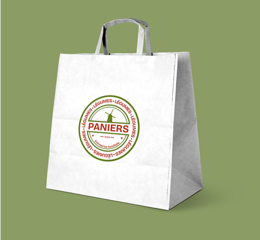 grand sac en papier blanc avec logo