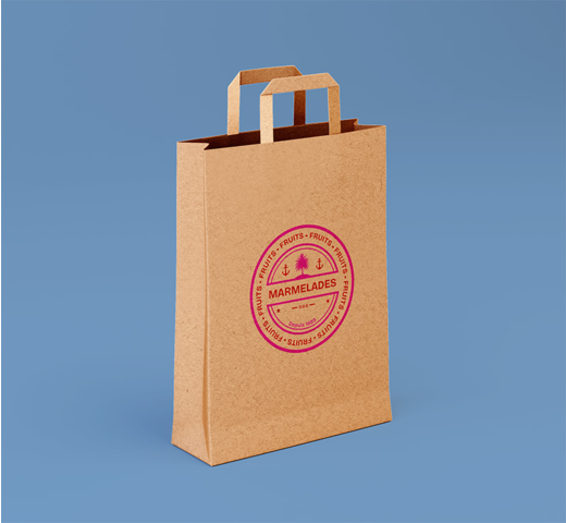 sac en papier kraft marron avec poignés plates