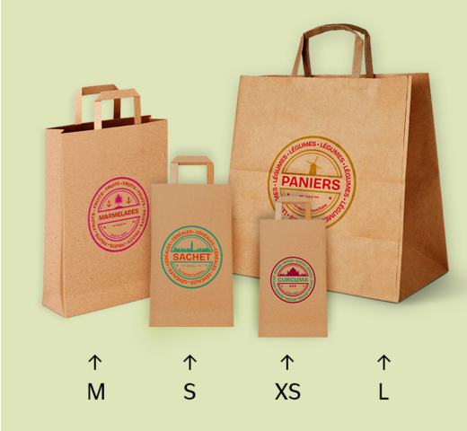 4 tailles de sac en papier personnalisables